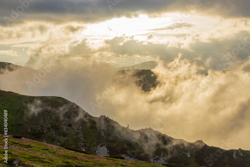 Fog and clouds in the Carpathians.