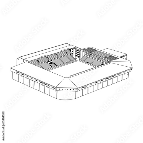 Vector line art of football stadium