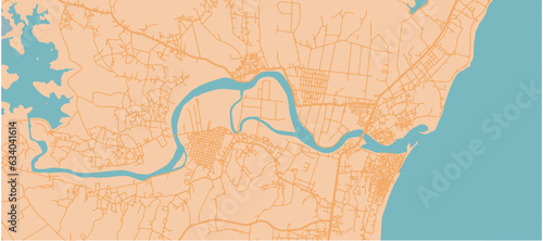 Map in Retro Style. Outline Map. urban map in quang binh, vietnam. vintage color for illustration map