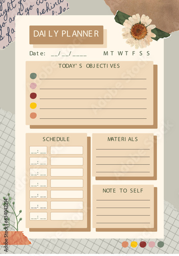 Beige Collage Teacher Daily Planner