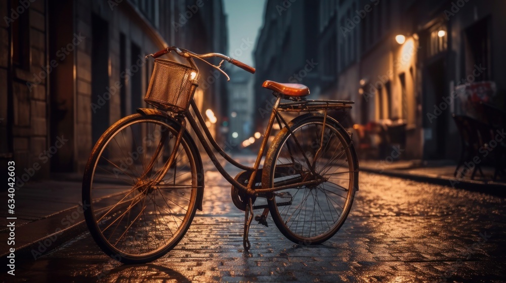 Timeless Charm: Exploring Urban Streets with Vintage Bicycles and Retro Cycles, generative AI
