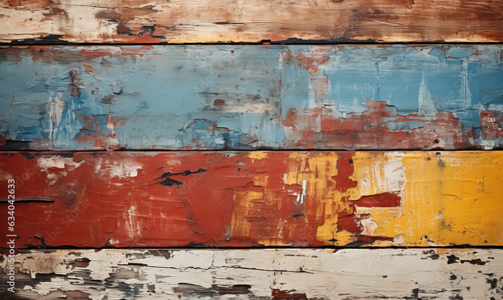 Texture of old wooden boards with cracked paint.