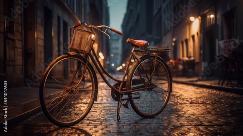 Timeless Charm: Exploring Urban Streets with Vintage Bicycles and Retro Cycles, generative AI