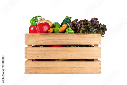 Wooden box full of fresh vegetables