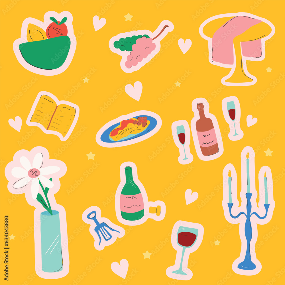 multicolored cute set of date stickers