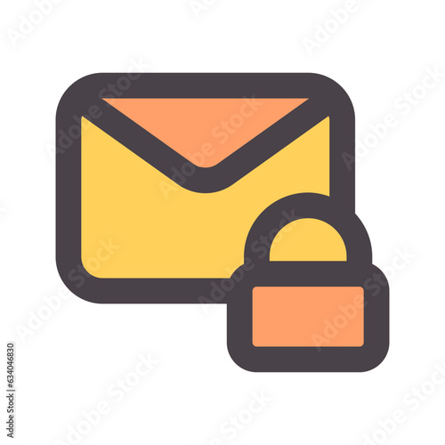 message encrypt flat line icon