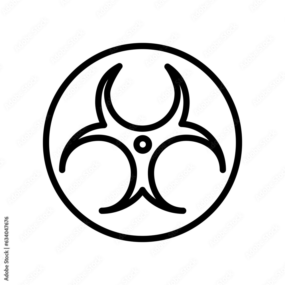 Biohazard outline vector icon isolated on white background. Biohazard line icon for web, mobile and ui designe Biohazard outline vector icon isolated on white background. Biohazard line icon for web, mobile and ui designe