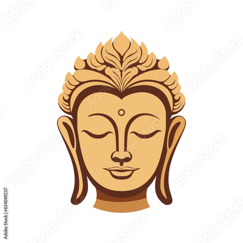 Canvas Print face of buddha in color, flat style on white background