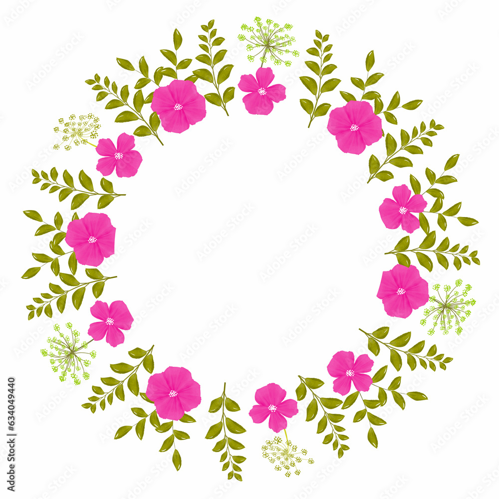 Watercolor Round Frame with Roses. For invitation, cards, social media, event poster, postcard, cover, banner.