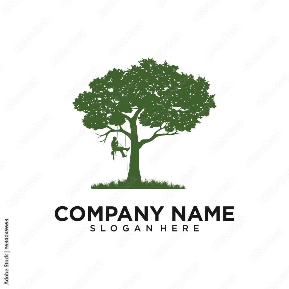 Cutter tree logo designs for business service, Arborist Tree Service logo designs, A Man Cutting Tree Illustration Vector