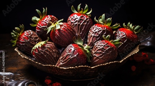 Strawberries in chocolate. Created using Generative AI technology.