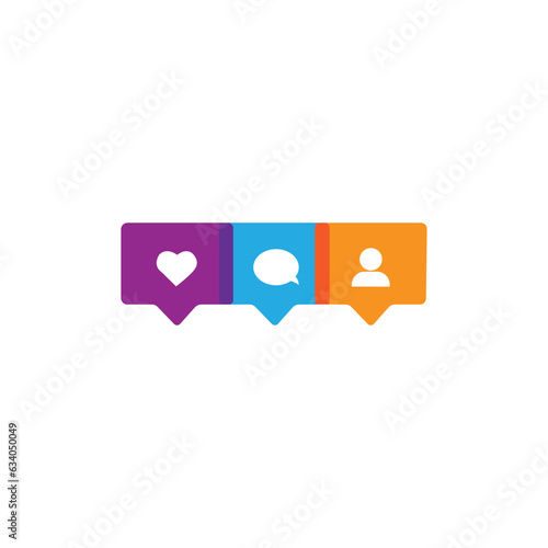 Social media set notification icons: like, followers, comments. Mail Icon vector illustration Symbol vector. symbol for Computer website and vector