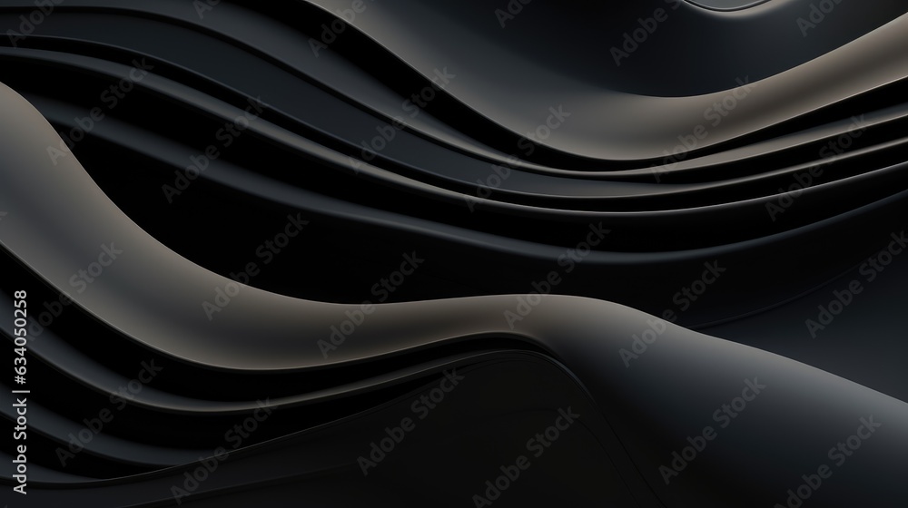 3D Black Wavy Shapes Background 3D Black Wavy Shapes Background