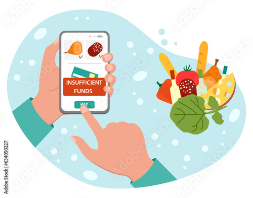 People Online Shopping Order No Money crisis Pay