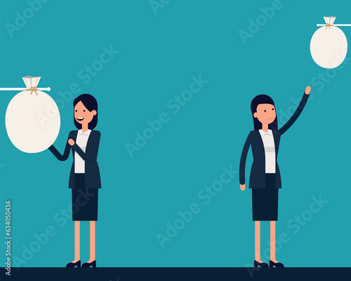 Wage difference. Gender pay gap concept. Financial