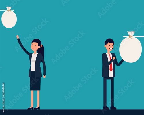 Wage difference. Gender pay gap concept. Financial