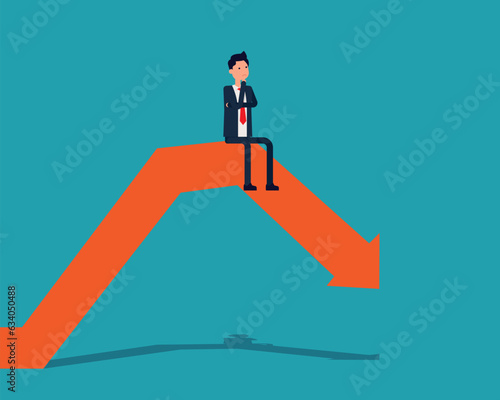 Business falling. Depressed finance and economy. Vector illustration in cartoon style