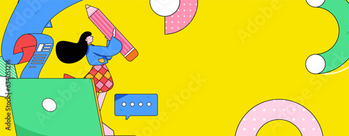 Invite friends to conduct questionnaire survey flat vector concept operation hand drawn illustration
