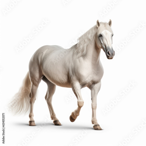 White horse isolated on white background  AI Generated