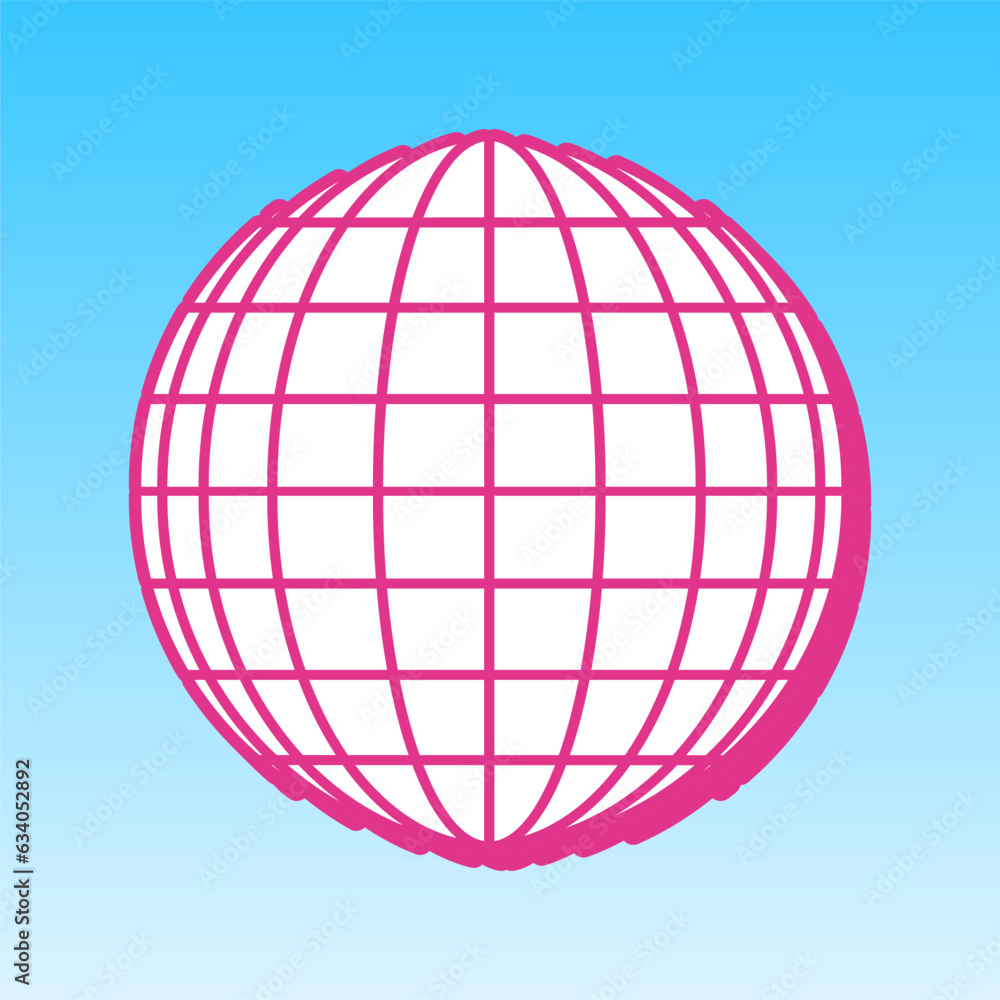 Earth Globe sign. Cerise pink with white Icon at picton blue background. Illustration. Earth Globe sign. Cerise pink with white Icon at picton blue background. Illustration.