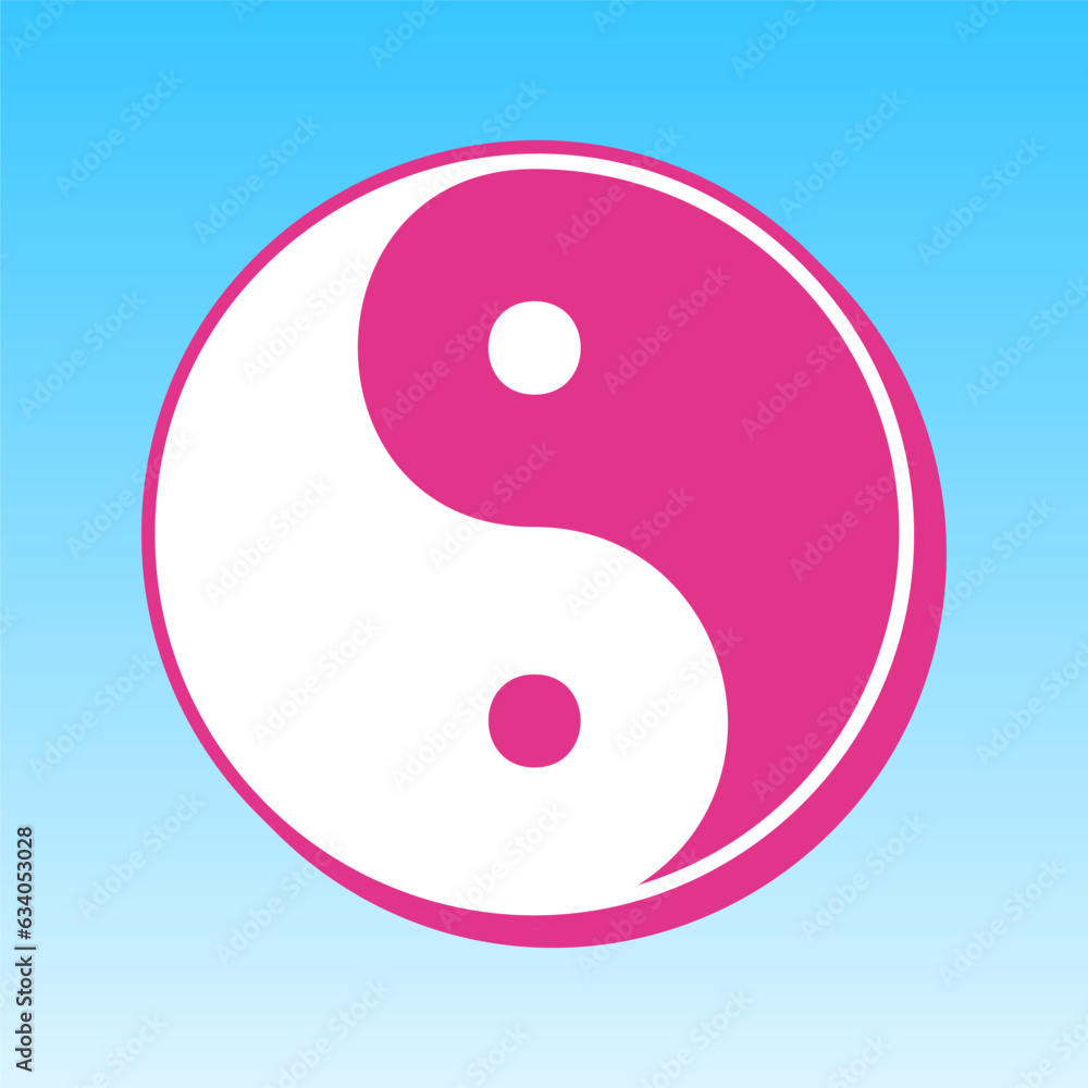 Ying yang symbol of harmony and balance. Cerise pink with white Icon at picton blue background. Illustration. Ying yang symbol of harmony and balance. Cerise pink with white Icon at picton blue background. Illustration.