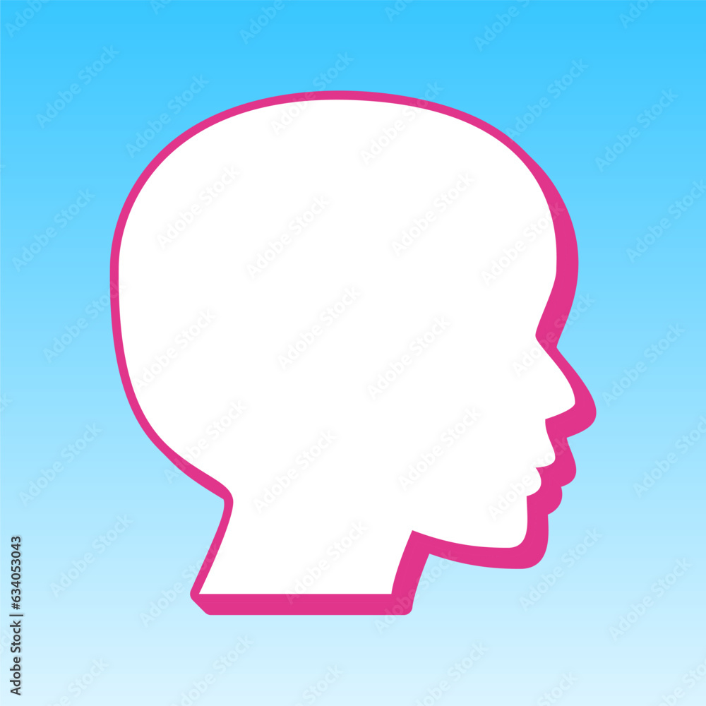 People head sign. Cerise pink with white Icon at picton blue background. Illustration. People head sign. Cerise pink with white Icon at picton blue background. Illustration.