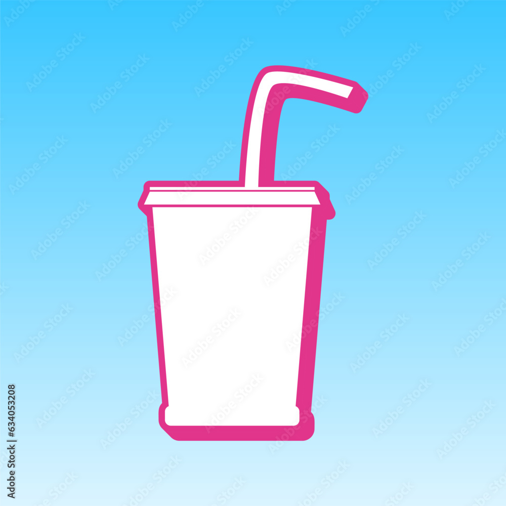 Drink sign illustration. Cerise pink with white Icon at picton blue background. Illustration. Drink sign illustration. Cerise pink with white Icon at picton blue background. Illustration.