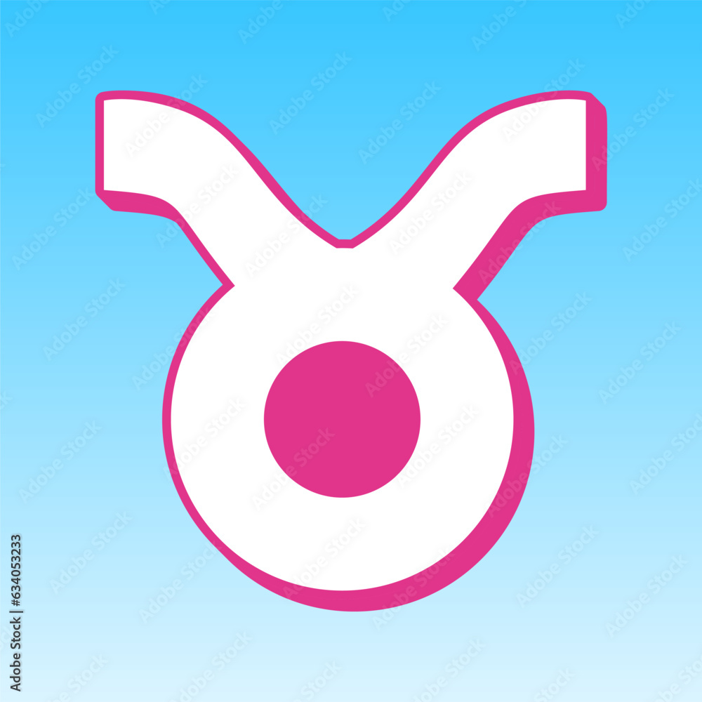 Taurus sign illustration. Cerise pink with white Icon at picton blue background. Illustration. Taurus sign illustration. Cerise pink with white Icon at picton blue background. Illustration.