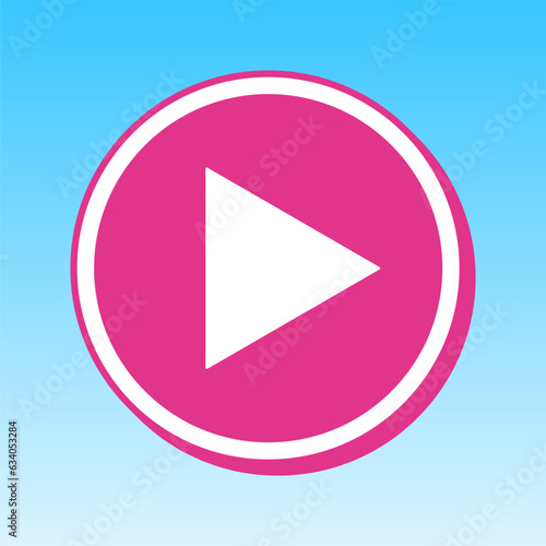Play sign illustration. Cerise pink with white Icon at picton blue background. Illustration. Free Download Play sign illustration. Cerise pink with white Icon at picton blue background. Illustration. - GFXLoad