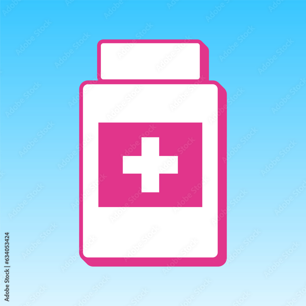 Medical container sign. Cerise pink with white Icon at picton blue background. Illustration. Medical container sign. Cerise pink with white Icon at picton blue background. Illustration.
