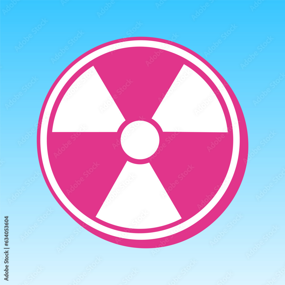 Radiation Round sign. Cerise pink with white Icon at picton blue background. Illustration. Radiation Round sign. Cerise pink with white Icon at picton blue background. Illustration.