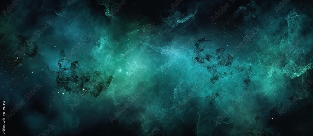 Blue and green glittery steam blending on a dark abstract background