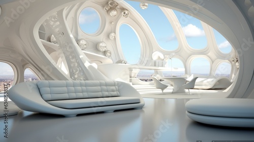 Futuristic White Design Interior Room