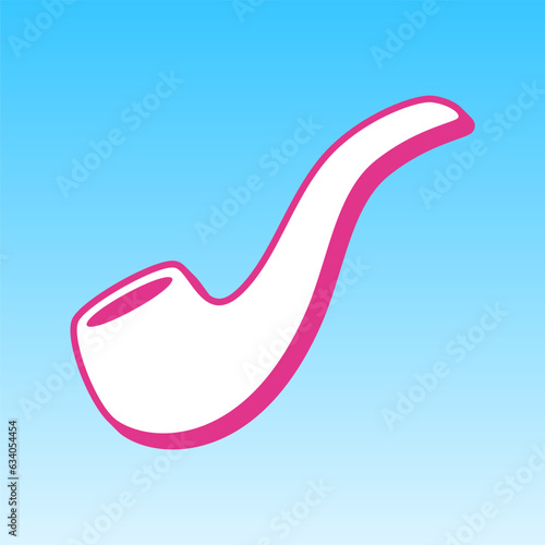 Smoke pipe sign. Cerise pink with white Icon at picton blue background. Illustration.