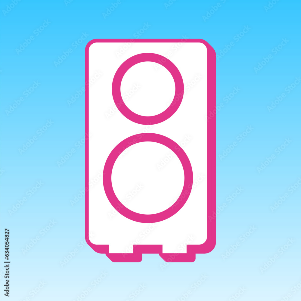 Speaker sign illustration. Cerise pink with white Icon at picton blue background. Illustration. Speaker sign illustration. Cerise pink with white Icon at picton blue background. Illustration.