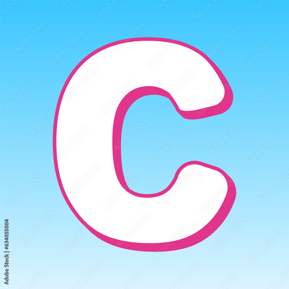 Letter C sign design template element. Cerise pink with white Icon at picton blue background. Illustration. Letter C sign design template element. Cerise pink with white Icon at picton blue background. Illustration.