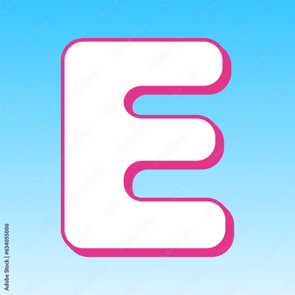 Letter E sign design template element. Cerise pink with white Icon at picton blue background. Illustration. Letter E sign design template element. Cerise pink with white Icon at picton blue background. Illustration.