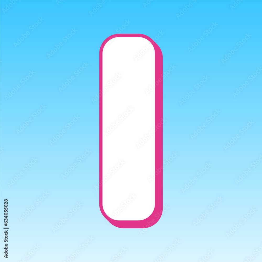 Letter I sign design template element. Cerise pink with white Icon at picton blue background. Illustration. Letter I sign design template element. Cerise pink with white Icon at picton blue background. Illustration.