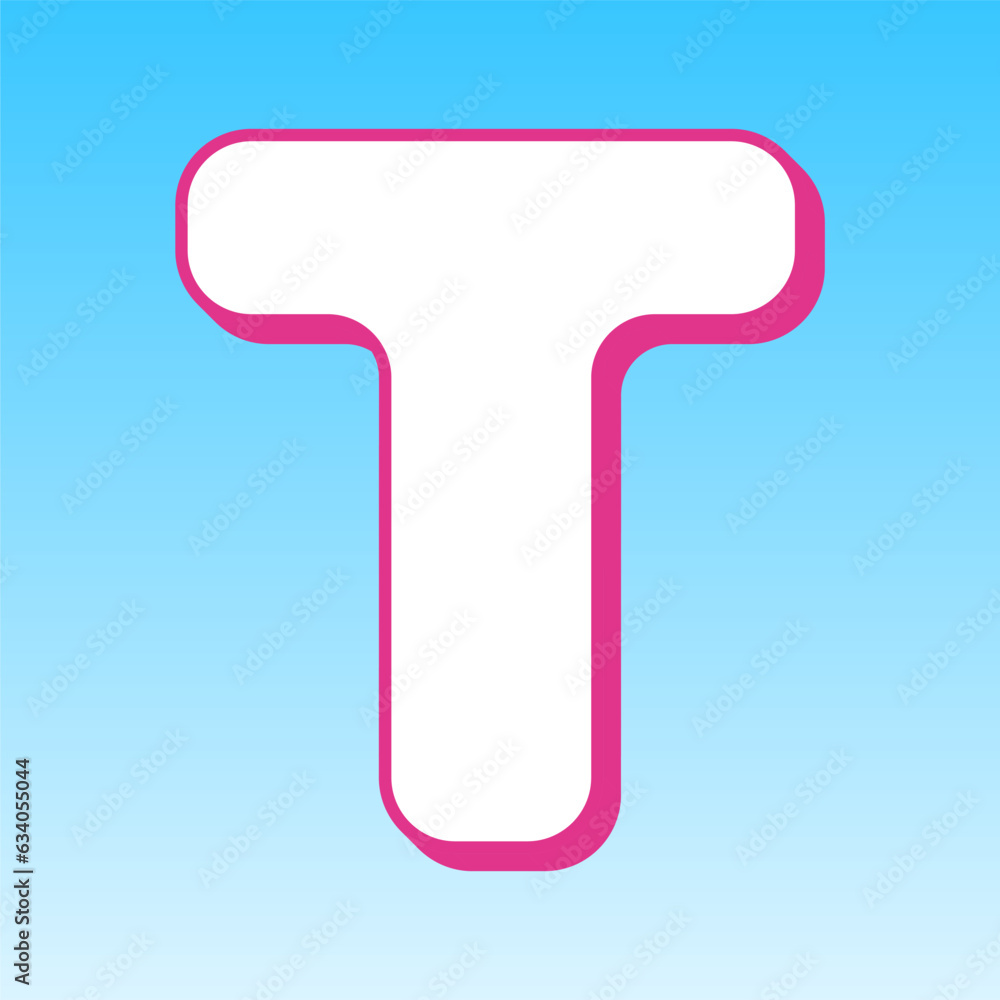 Letter T sign design template element. Cerise pink with white Icon at picton blue background. Illustration. Letter T sign design template element. Cerise pink with white Icon at picton blue background. Illustration.