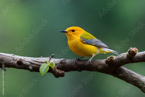 Male Prothonotary Warbler on a branch © Naila