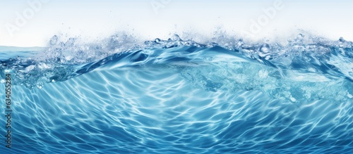 Underwater blue ocean waves in a wide sandy pool
