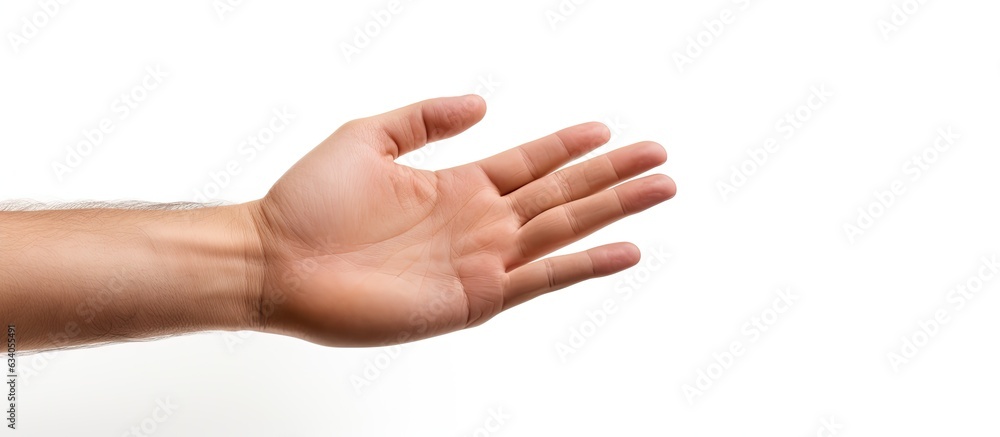 Hand of man isolated on white background with clipping path