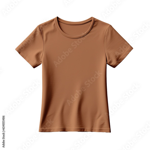 a brown t shirt design template for women isolated on transparent background with clipping path