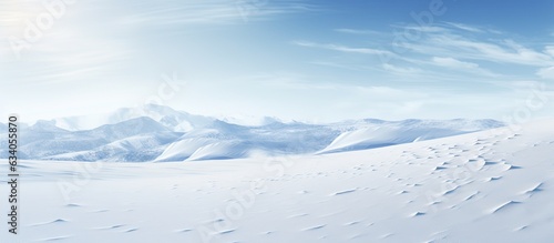Snowy field with hills and smooth surface on isolated white background