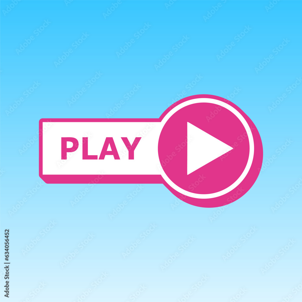 Play button sign. Cerise pink with white Icon at picton blue background. Illustration. Play button sign. Cerise pink with white Icon at picton blue background. Illustration.