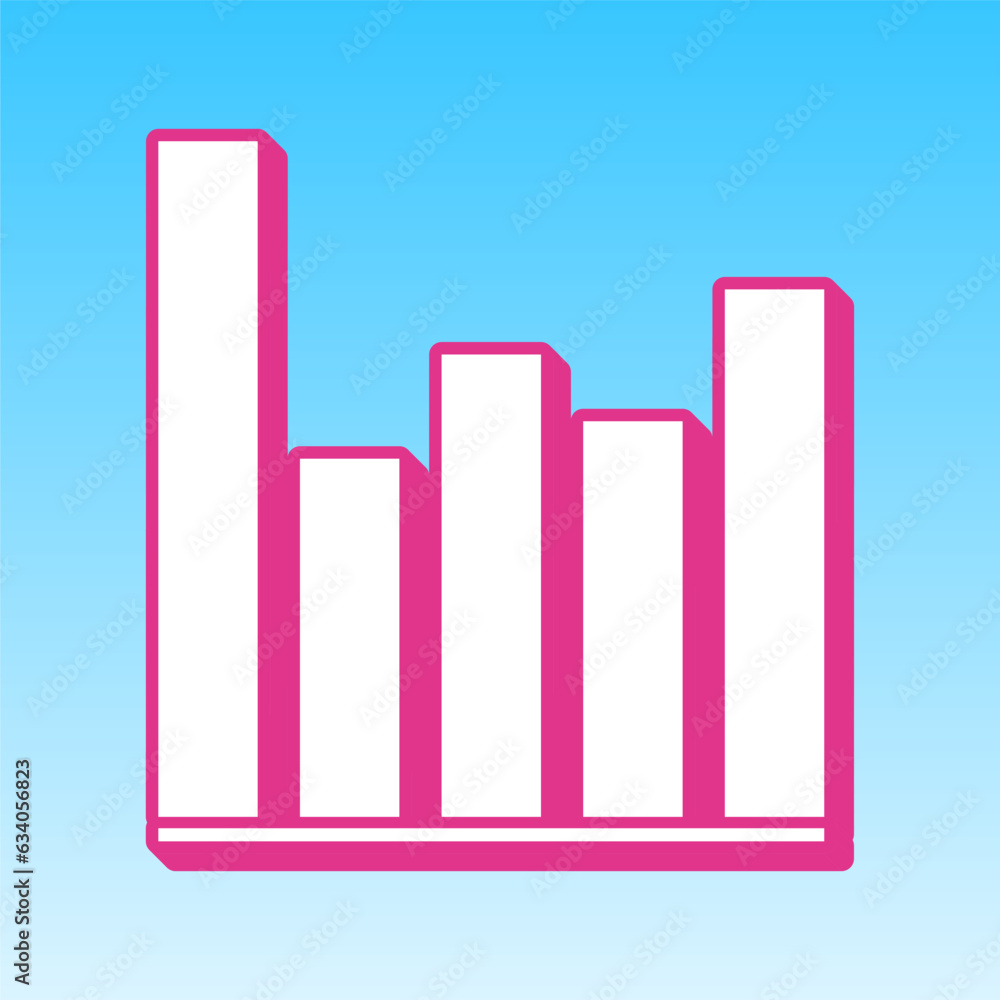 Business graph sign. Cerise pink with white Icon at picton blue background. Illustration. Business graph sign. Cerise pink with white Icon at picton blue background. Illustration.