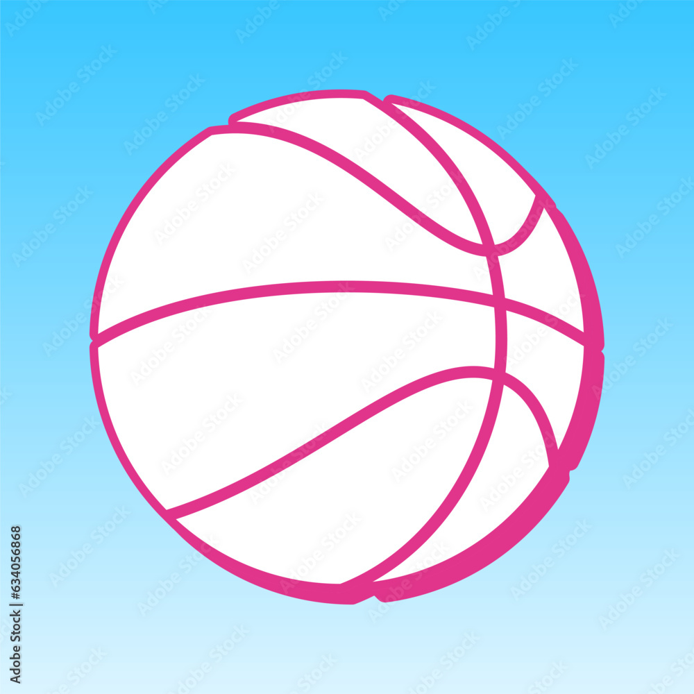 Basketball sign. Cerise pink with white Icon at picton blue background. Illustration.