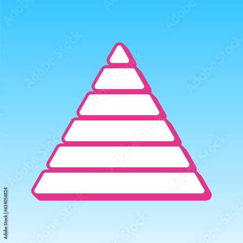 Maslow pyramid sign. Cerise pink with white Icon at picton blue background. Illustration. © asmati