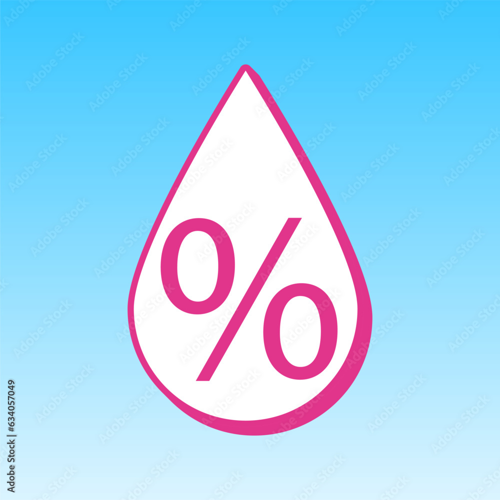 Thin line percent down sign. Cerise pink with white Icon at picton blue background. Illustration. Thin line percent down sign. Cerise pink with white Icon at picton blue background. Illustration.