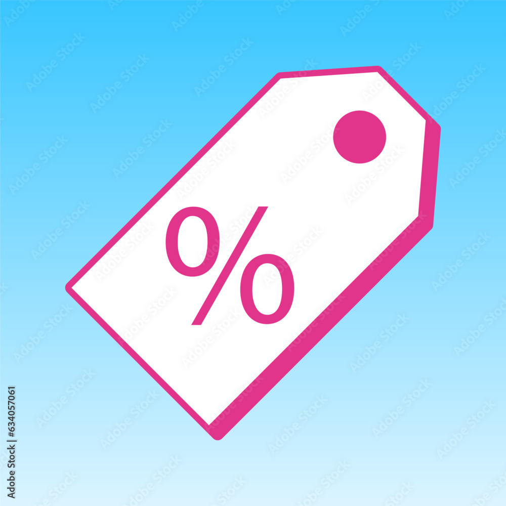 Promotion sign. Cerise pink with white Icon at picton blue background. Illustration. Promotion sign. Cerise pink with white Icon at picton blue background. Illustration.